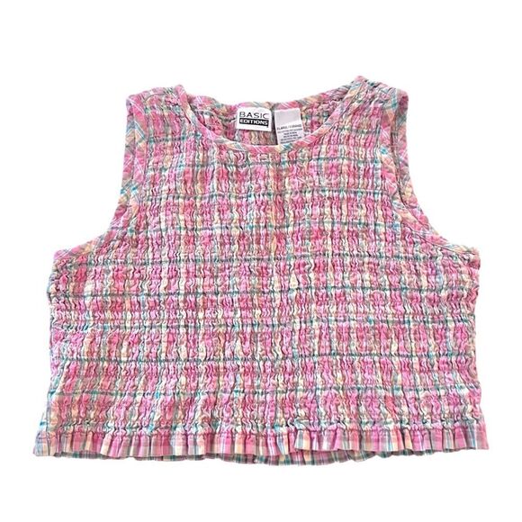 Vintage Smocked Plaid Crop Top - Picture 1 of 5